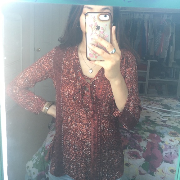 ✨ Ardennes burnt orange lace up top size XS/S✨ - Picture 3 of 3